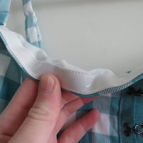 TORRID Fit And Flare Button Up Strapless Crop Top Jones Gingham Cloud Dancer NWT - Picture 9 of 15